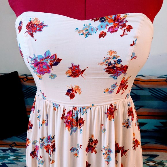 🌺🌷 Free People Sweetheart Bustline Smocked Floral Romantic Dress 12 L XL - Picture 6 of 10